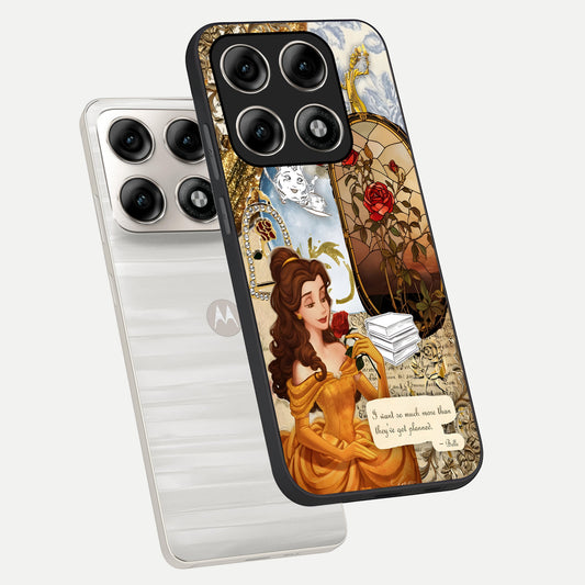 Golden Dream Belle phone case For Moto Edge 70 Pro showing premium glass back cover with detailed artwork