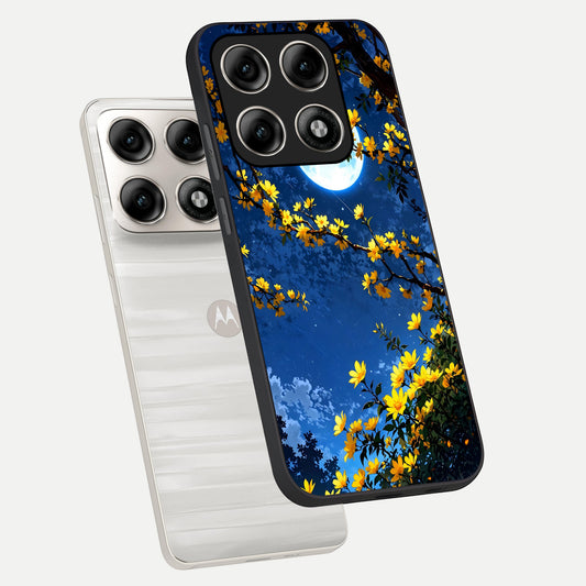 Golden Night Glow phone case For Moto Edge 70 Pro showing premium glass back cover with detailed artwork
