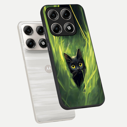 Hidden Cat Whisper phone case For Moto Edge 70 Pro showing premium glass back cover with detailed artwork