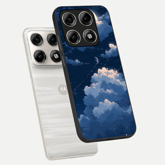 Moon Dream Haze phone case For Moto Edge 70 Pro showing premium glass back cover with detailed artwork