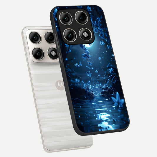 Moonlight Petal Dream phone case For Moto Edge 70 Pro showing premium glass back cover with detailed artwork