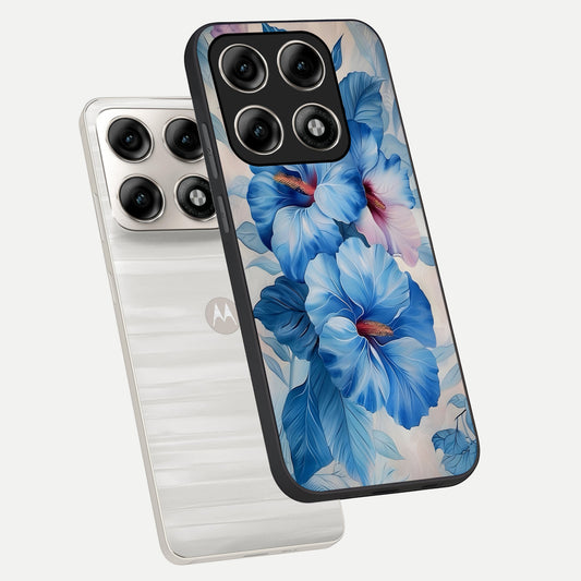 Ocean Hibiscus Grace phone case For Moto Edge 70 Pro showing premium glass back cover with detailed artwork