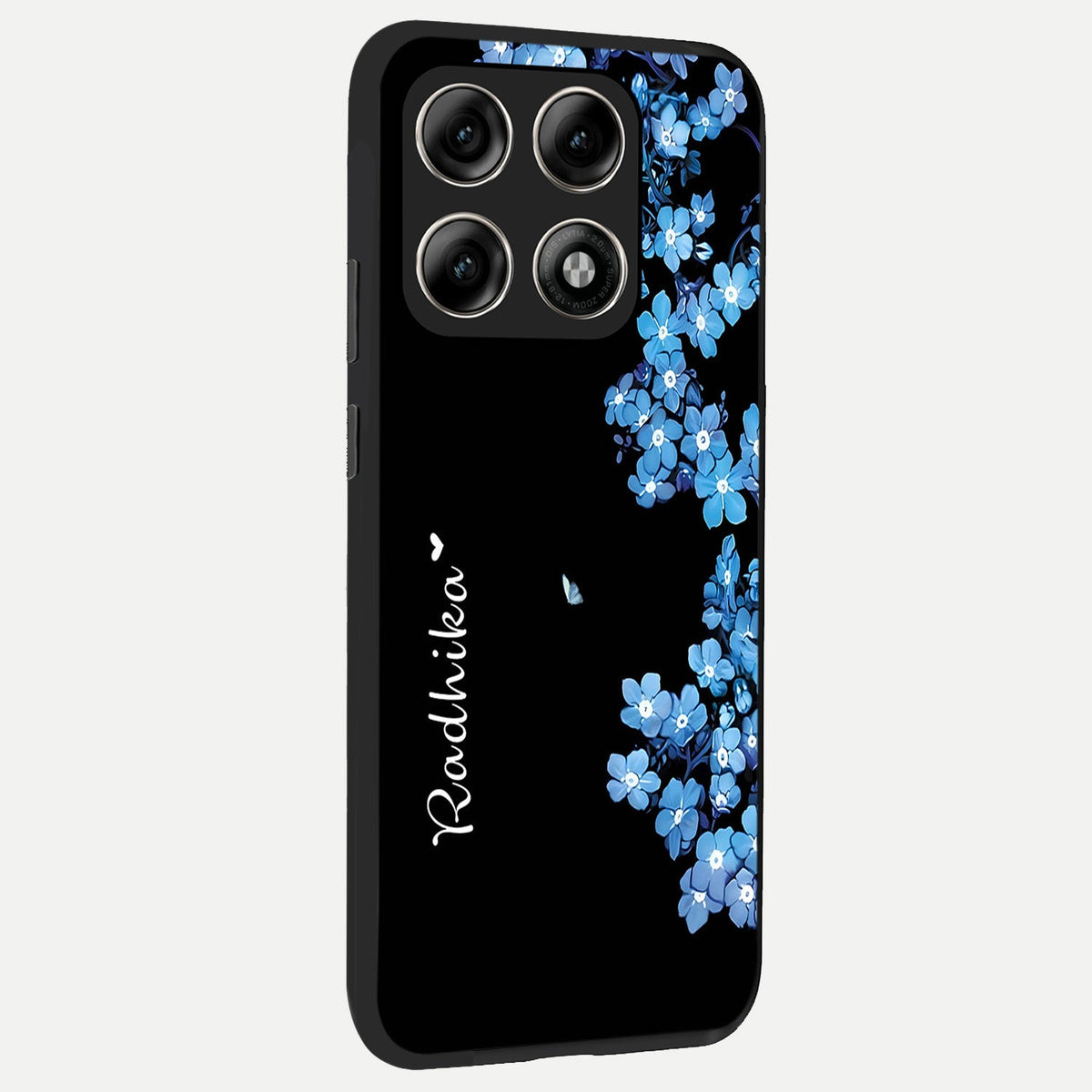 Blue Petal Dream Custom Name back cover For Moto Edge 70 Pro slim fit glass case with vibrant aesthetic design