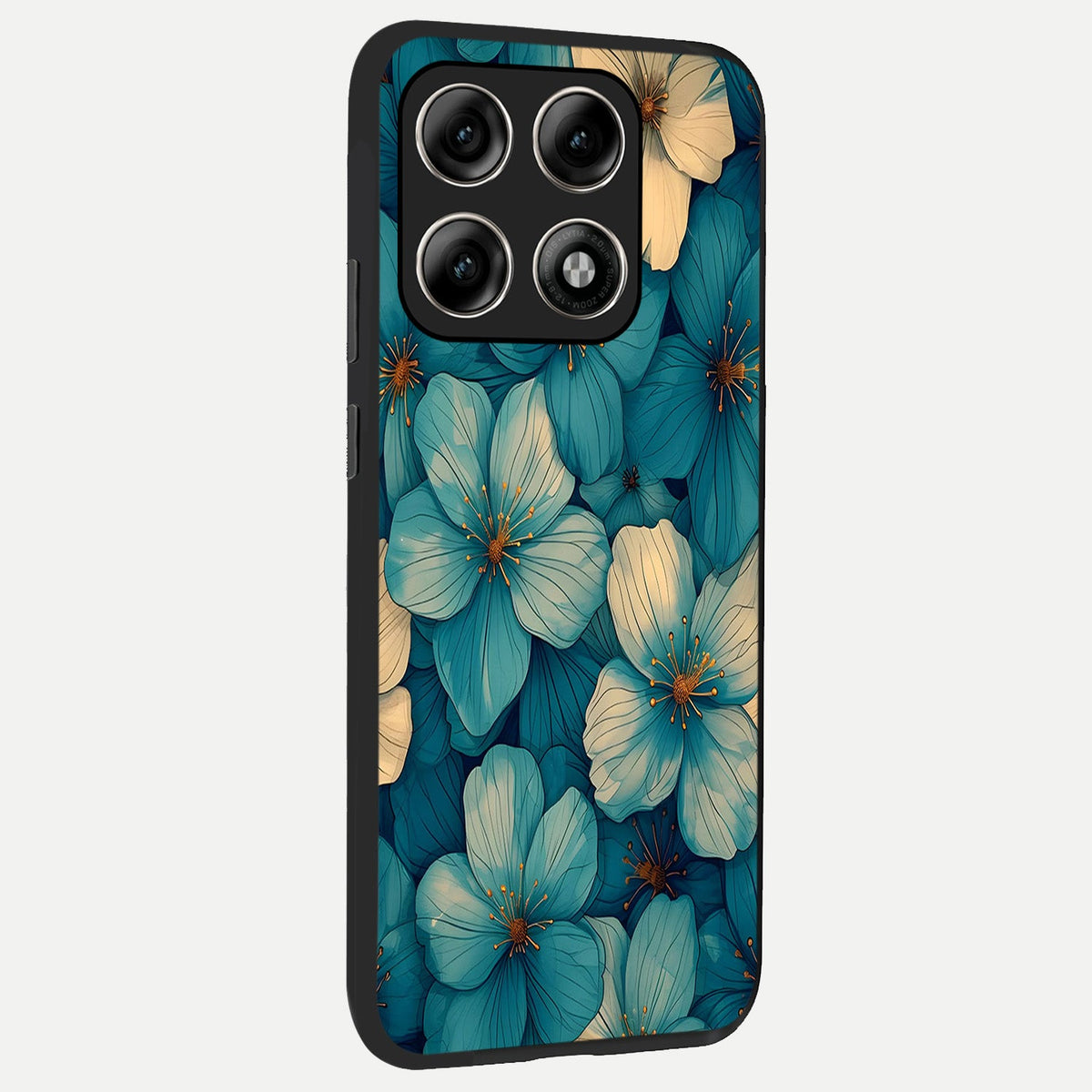 Blue Shade Floral back cover For Moto Edge 70 Pro slim fit glass case with vibrant aesthetic design