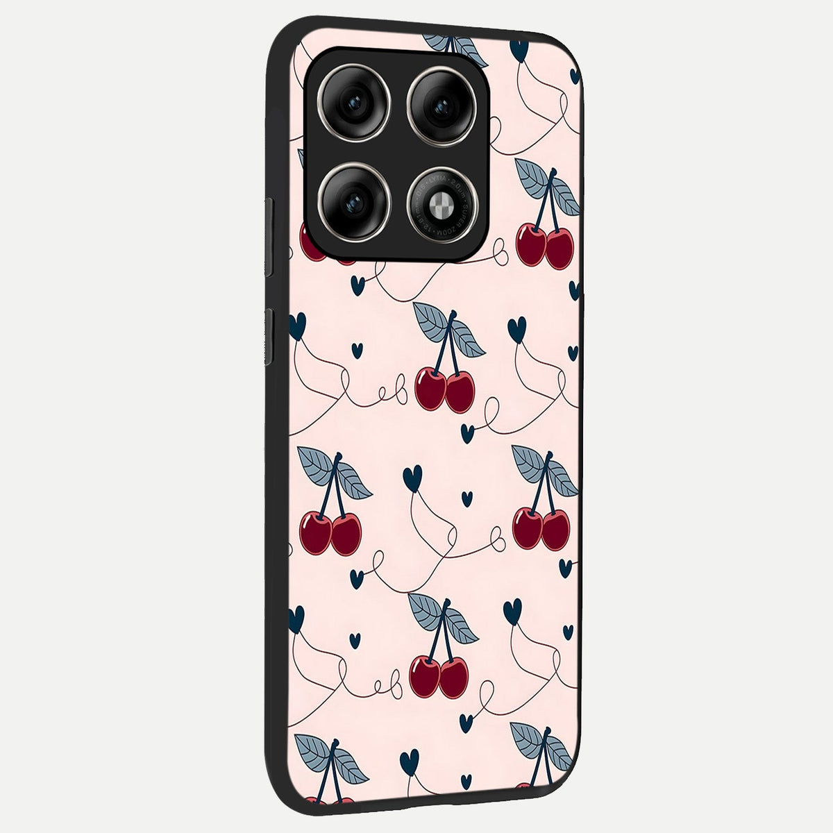 Cherry Heart Line back cover For Moto Edge 70 Pro slim fit glass case with vibrant aesthetic design