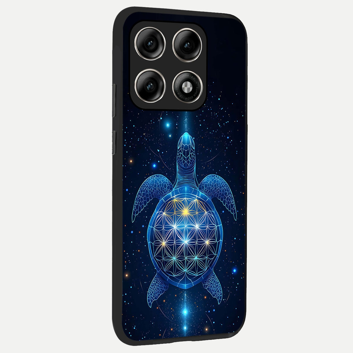 Crimson Blue Turtle back cover For Moto Edge 70 Pro slim fit glass case with vibrant aesthetic design