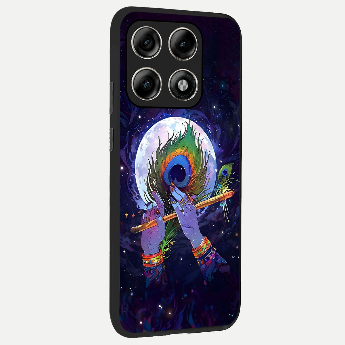 Krishna Hands Art back cover For Moto Edge 70 Pro slim fit glass case with vibrant aesthetic design