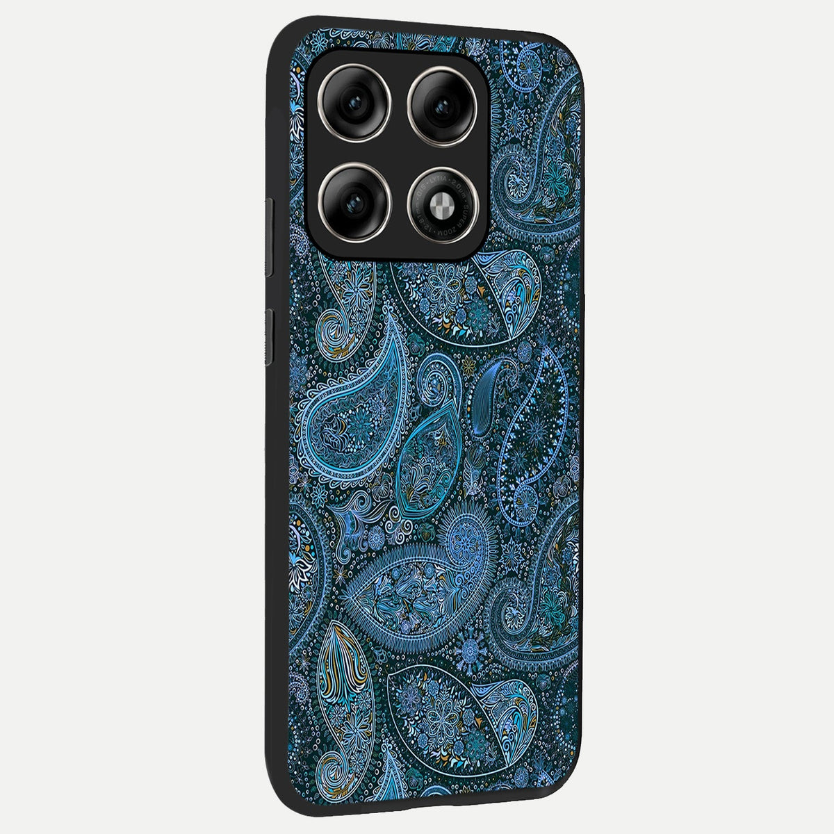 Midnight Paisley Glow back cover For Moto Edge 70 Pro slim fit glass case with vibrant aesthetic design