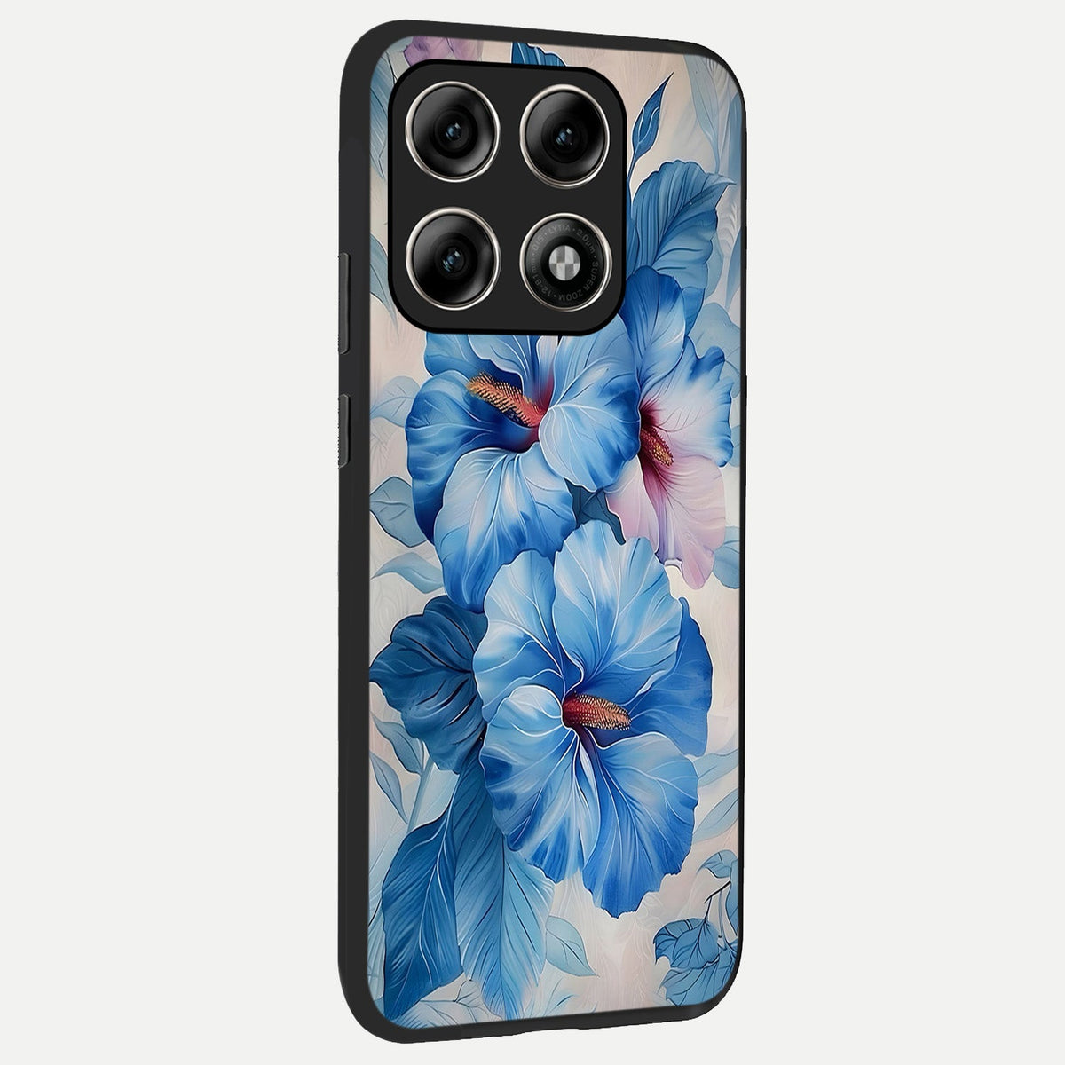 Ocean Hibiscus Grace back cover For Moto Edge 70 Pro slim fit glass case with vibrant aesthetic design