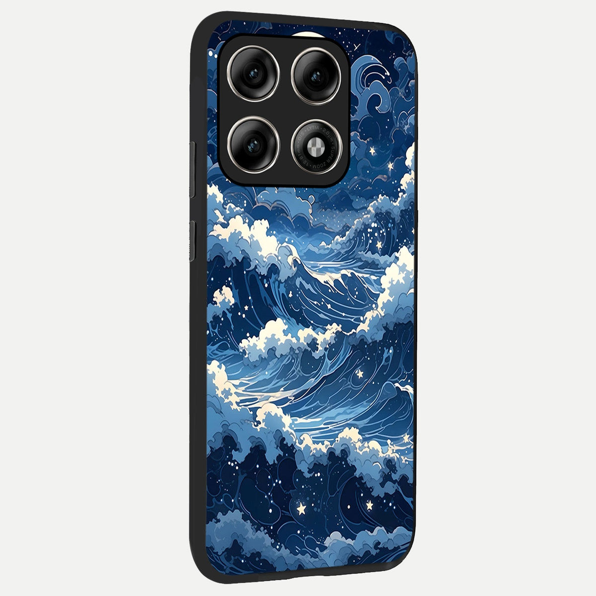 Ocean Moon Waves back cover For Moto Edge 70 Pro slim fit glass case with vibrant aesthetic design