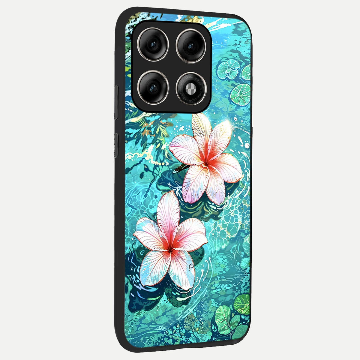 Pink Flowers in Water back cover For Moto Edge 70 Pro slim fit glass case with vibrant aesthetic design