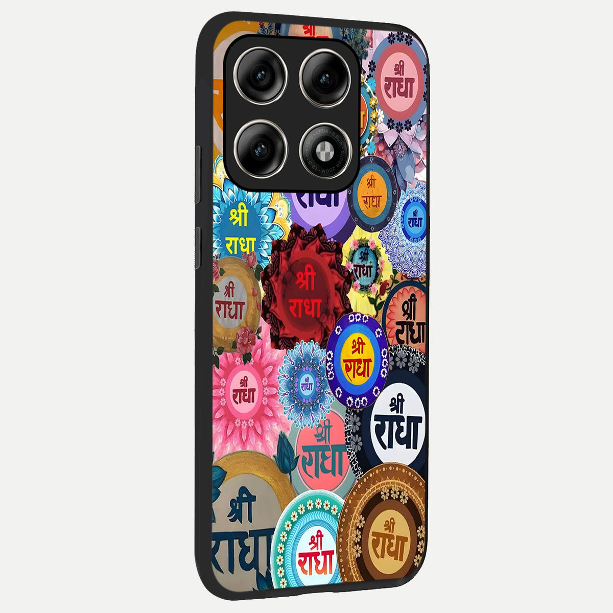Radha Divine Bloom back cover For Moto Edge 70 Pro slim fit glass case with vibrant aesthetic design