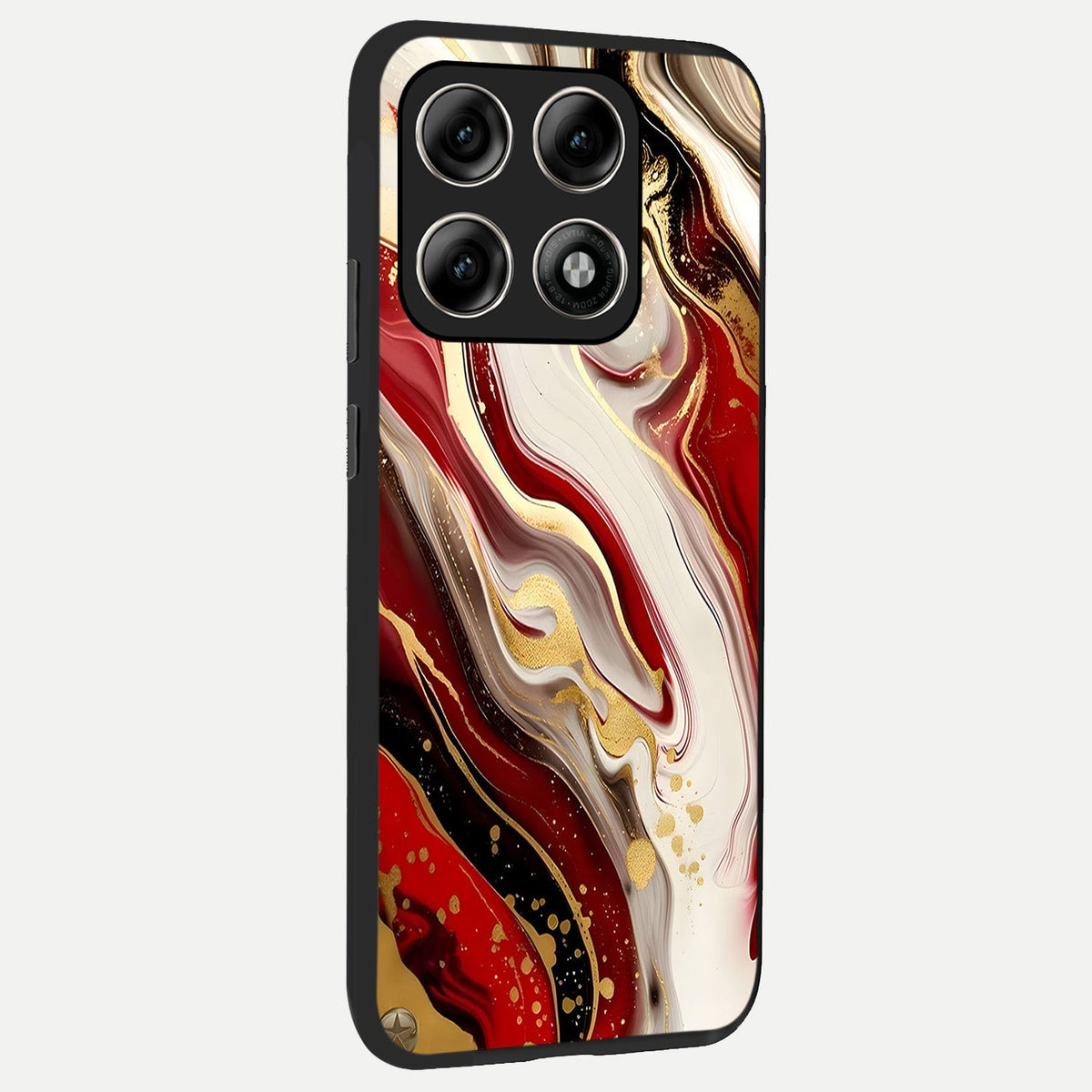 Red And White Marble back cover For Moto Edge 70 Pro slim fit glass case with vibrant aesthetic design