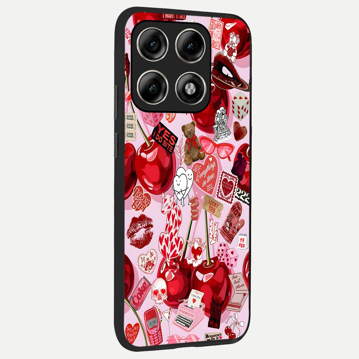 Sweet Cherry Chaos back cover For Moto Edge 70 Pro slim fit glass case with vibrant aesthetic design