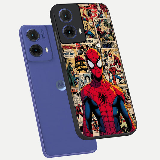 Aesthetic Spider phone case For Moto G85 showing premium glass back cover with detailed artwork