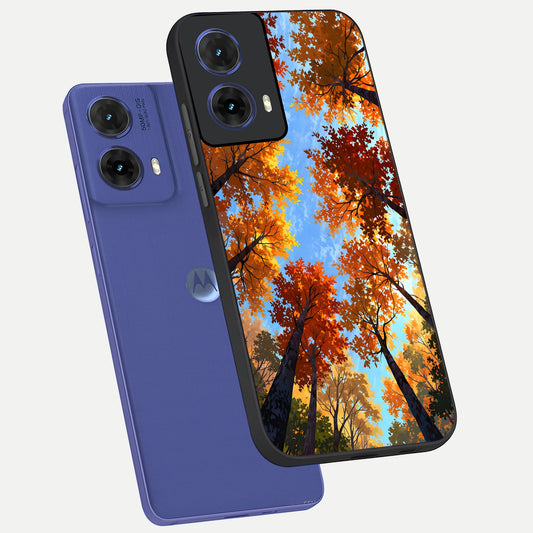 Autumn Sky Rise phone case For Moto G85 showing premium glass back cover with detailed artwork