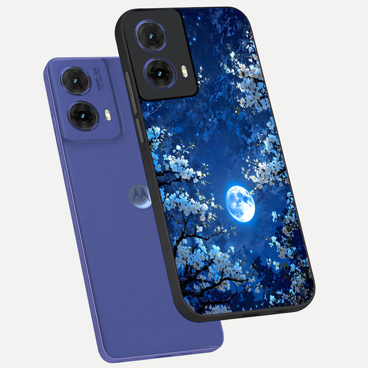 Blossom Moonlight Sky phone case For Moto G85 showing premium glass back cover with detailed artwork
