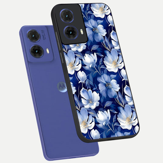 Cute Floral Patterns phone case For Moto G85 showing premium glass back cover with detailed artwork