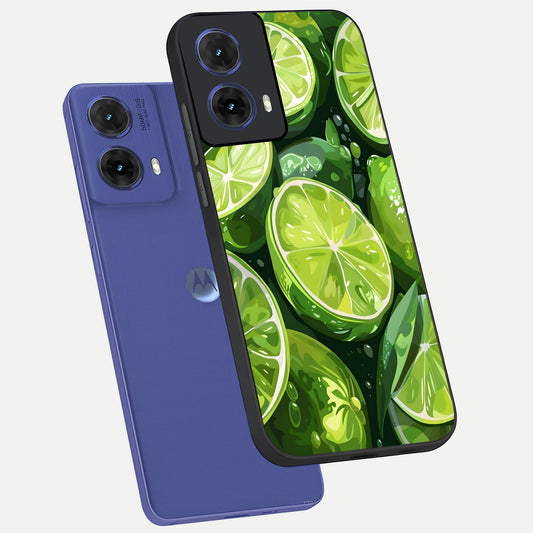 Green Kawasaki phone case For Moto G85 showing premium glass back cover with detailed artwork