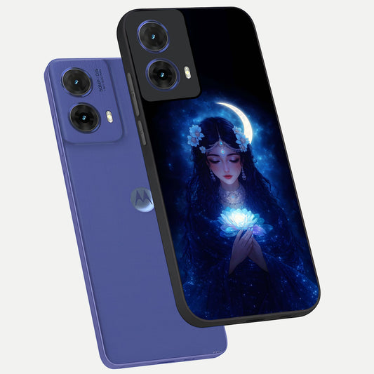 Mystic Moon Queen phone case For Moto G85 showing premium glass back cover with detailed artwork