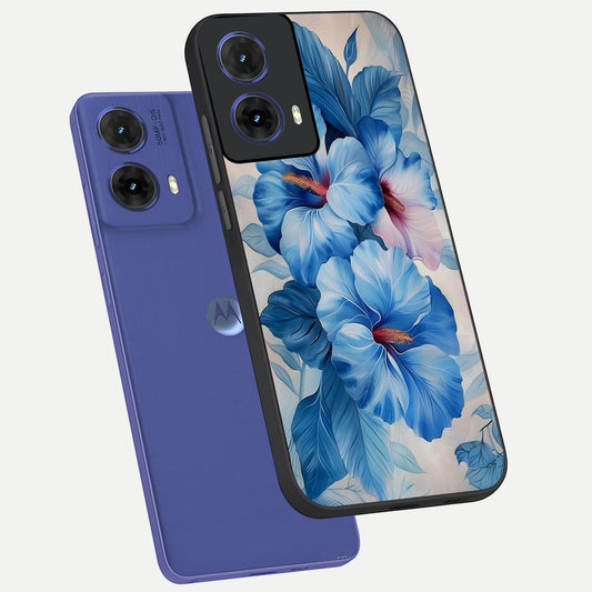 Ocean Hibiscus Grace phone case For Moto G85 showing premium glass back cover with detailed artwork
