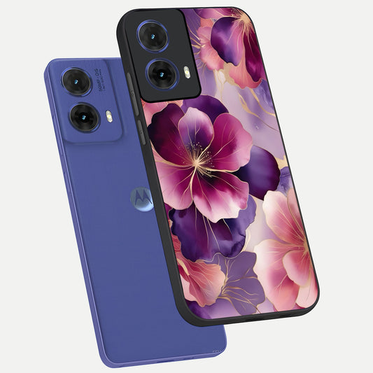 Pink Bouquet Florals phone case For Moto G85 showing premium glass back cover with detailed artwork