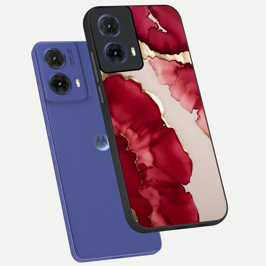 Pink And White Marble phone case For Moto G85 showing premium glass back cover with detailed artwork