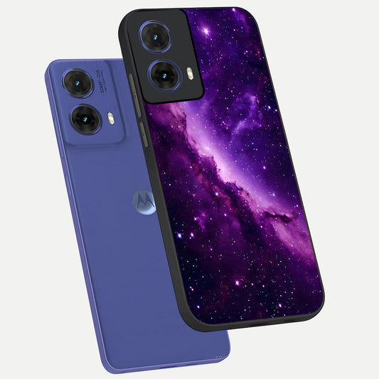 Purple Shade Sky phone case For Moto G85 showing premium glass back cover with detailed artwork