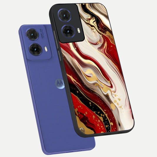 Red And White Marble phone case For Moto G85 showing premium glass back cover with detailed artwork