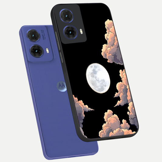 Shade Cloud Moon phone case For Moto G85 showing premium glass back cover with detailed artwork