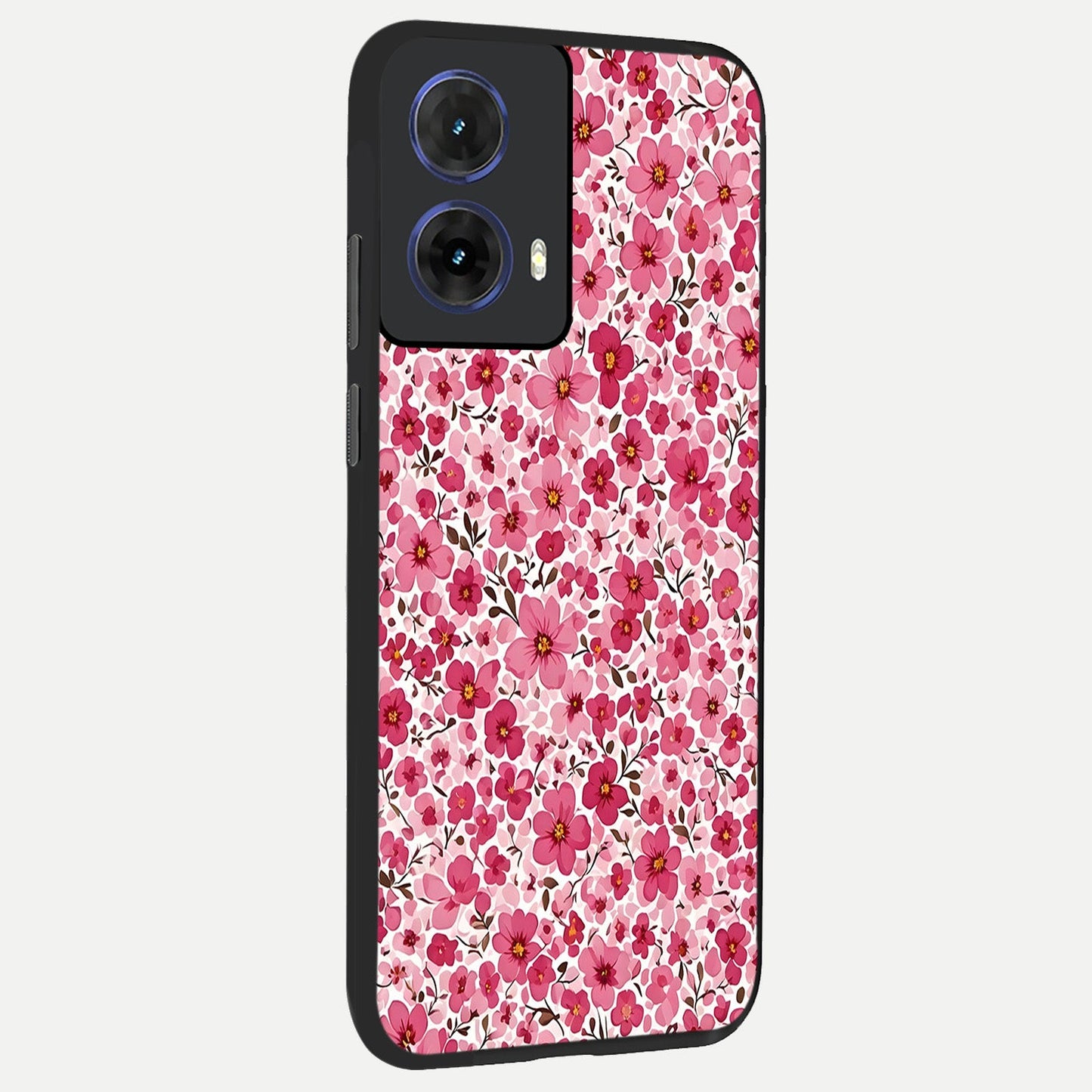 Cherry Blossom Charm back cover For Moto G85 slim fit glass case with vibrant aesthetic design