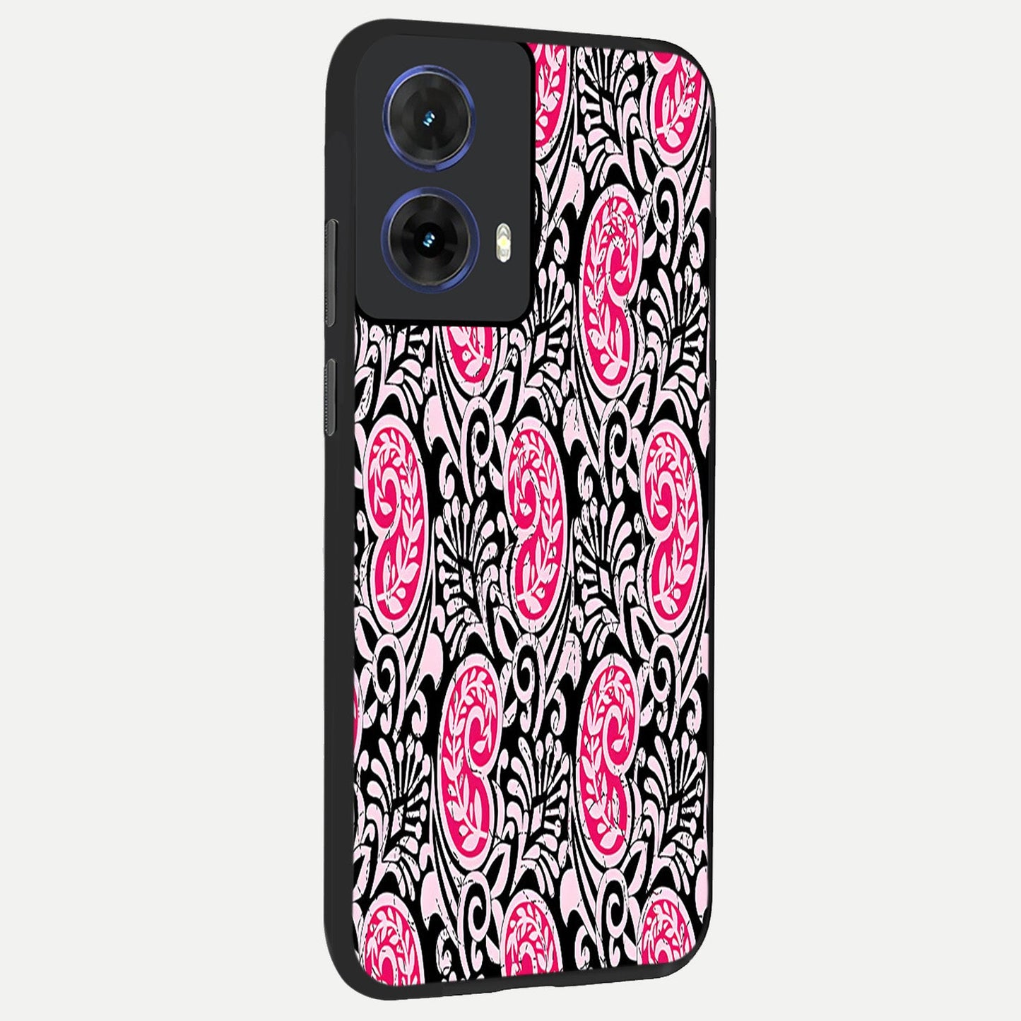 Crimson Paisley Charm back cover For Moto G85 slim fit glass case with vibrant aesthetic design