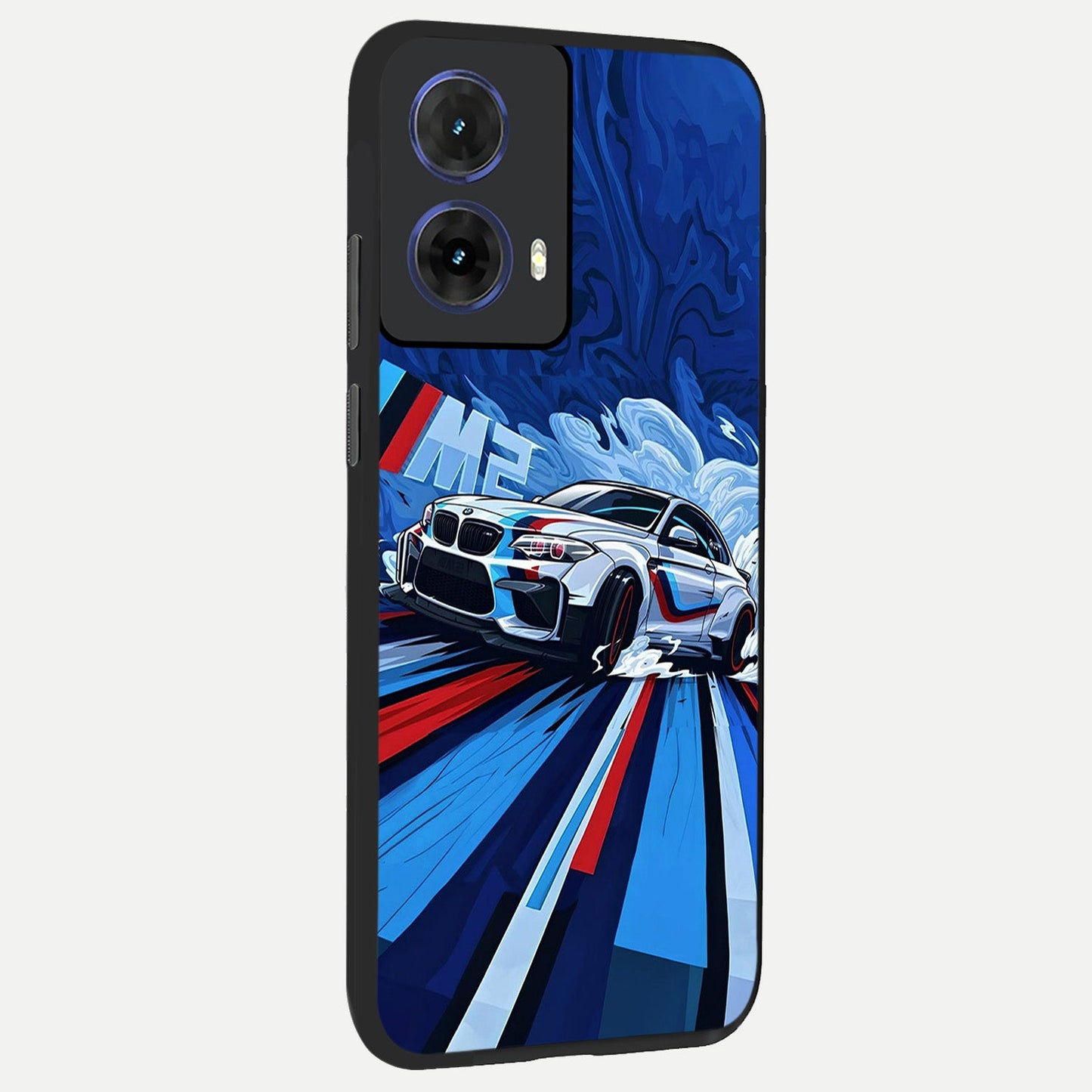 Drift Power Rush back cover For Moto G85 slim fit glass case with vibrant aesthetic design