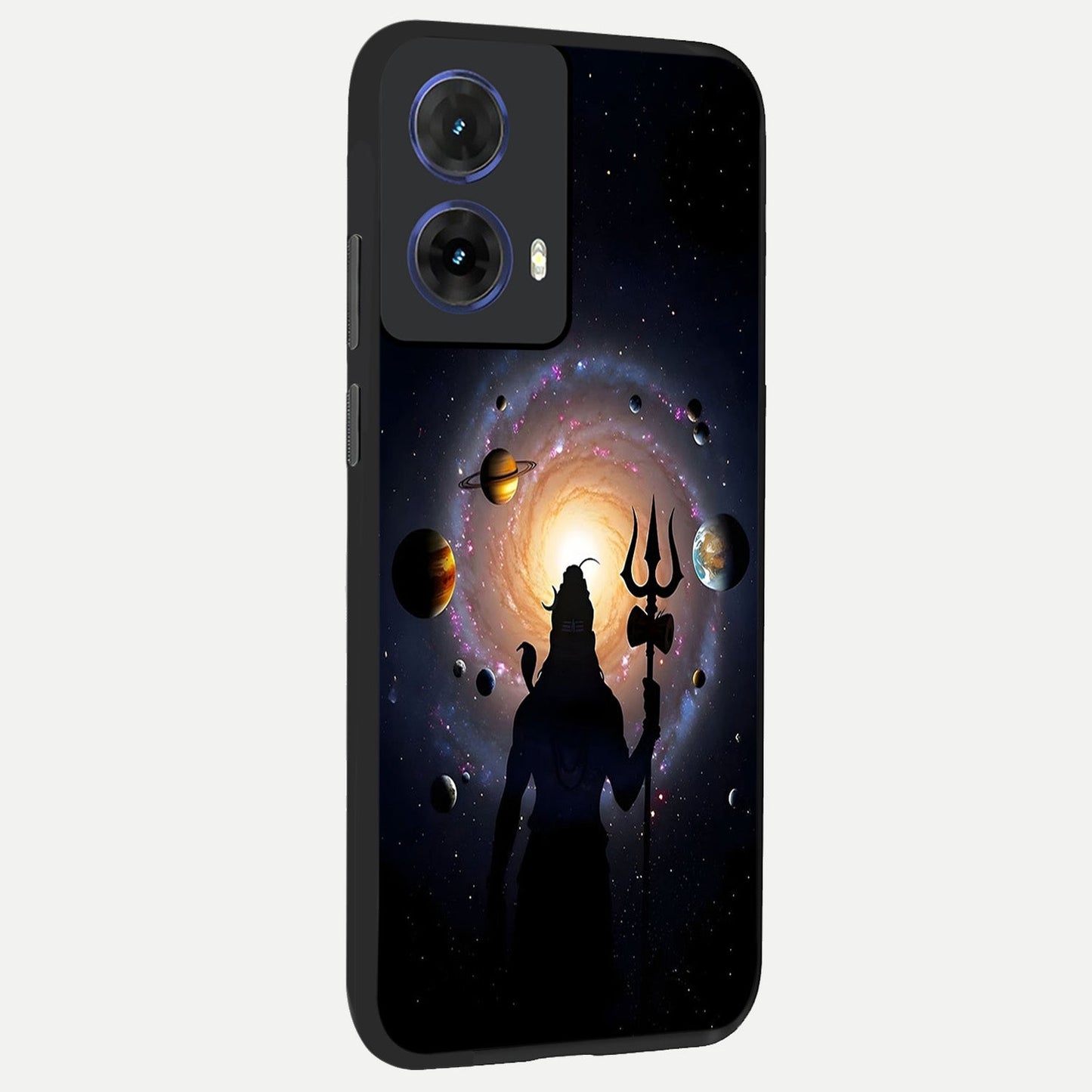 Galactic Shiva Vision back cover For Moto G85 slim fit glass case with vibrant aesthetic design