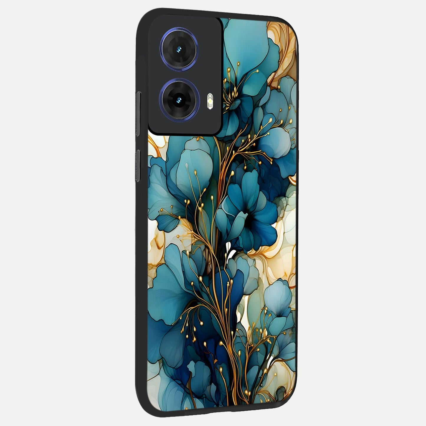 Golden Bloom Symphony back cover For Moto G85 slim fit glass case with vibrant aesthetic design