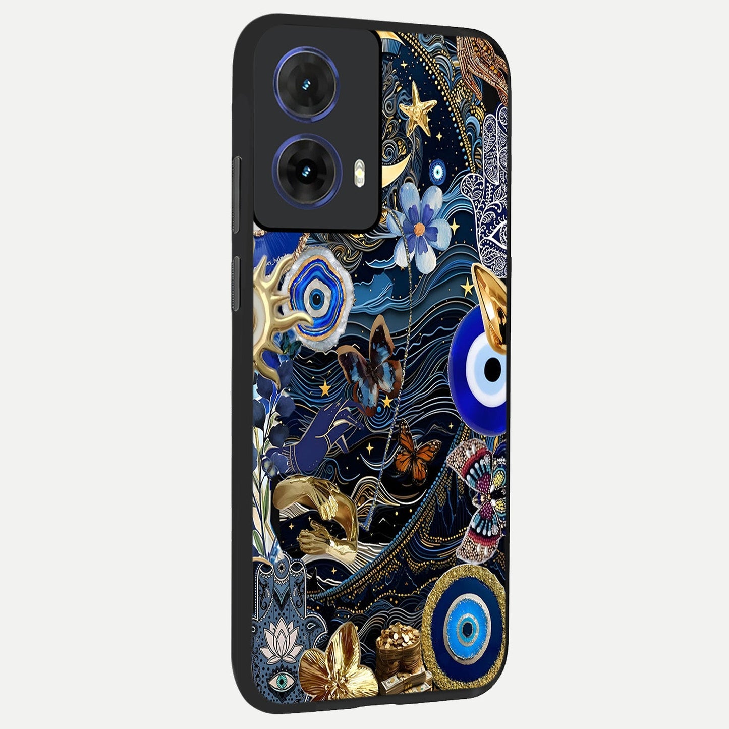 Golden Moon Magic back cover For Moto G85 slim fit glass case with vibrant aesthetic design
