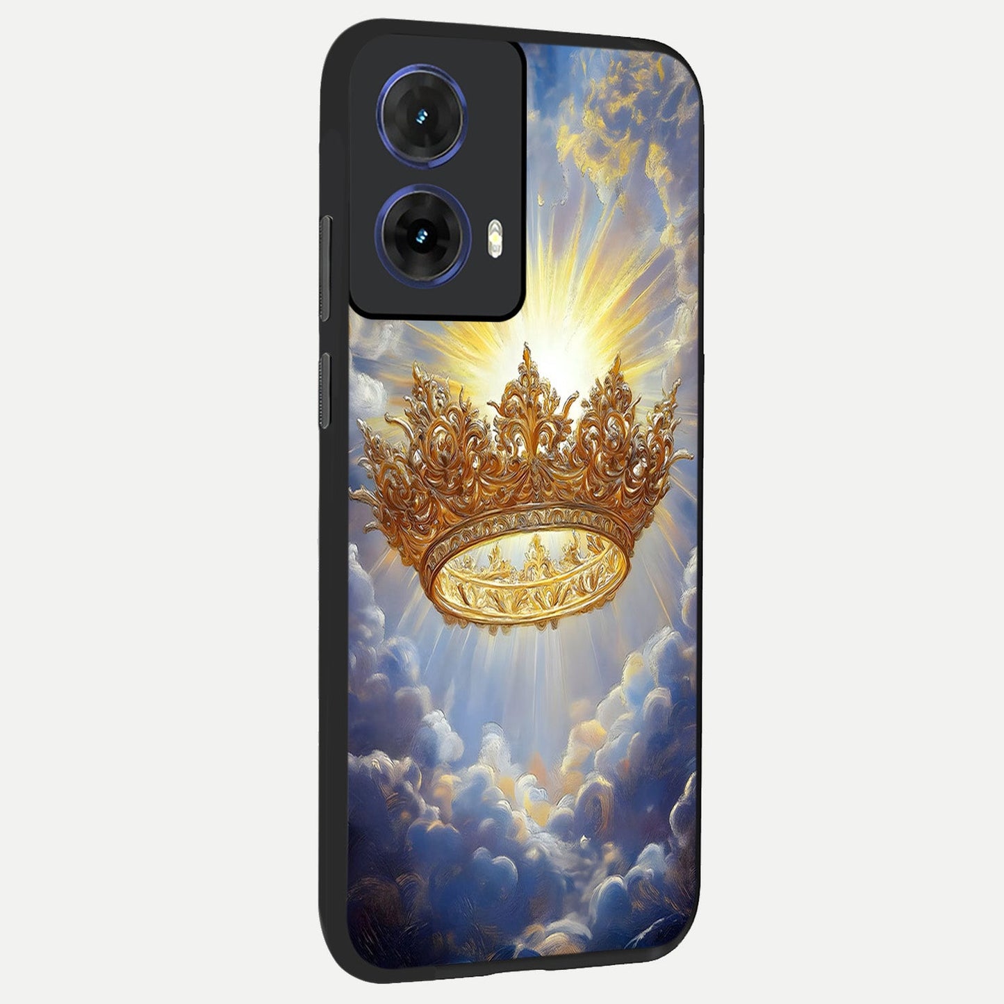 Heavenly Crown Light back cover For Moto G85 slim fit glass case with vibrant aesthetic design
