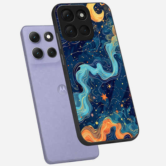 Celestial Dream Flow phone case For Moto G86 Power showing premium glass back cover with detailed artwork
