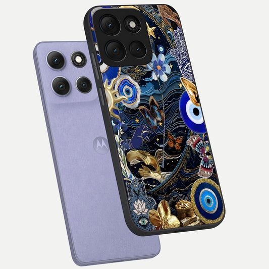 Golden Moon Magic phone case For Moto G86 Power showing premium glass back cover with detailed artwork