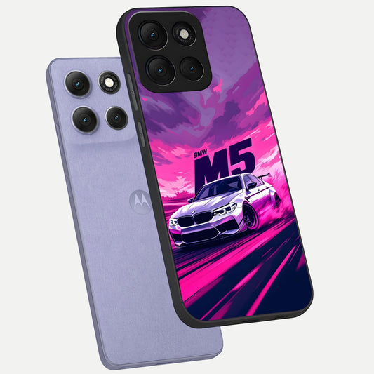 MS Neon Car phone case For Moto G86 Power showing premium glass back cover with detailed artwork