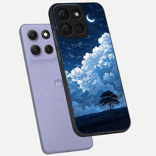 Midnight Sky Serenity phone case For Moto G86 Power showing premium glass back cover with detailed artwork