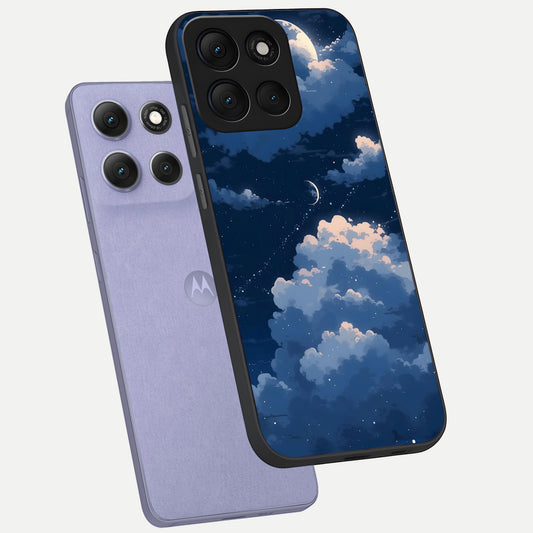 Moon Dream Haze phone case For Moto G86 Power showing premium glass back cover with detailed artwork