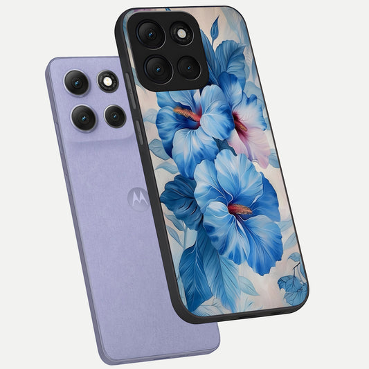 Ocean Hibiscus Grace phone case For Moto G86 Power showing premium glass back cover with detailed artwork