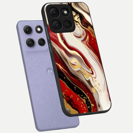 Red And White Marble phone case For Moto G86 Power showing premium glass back cover with detailed artwork