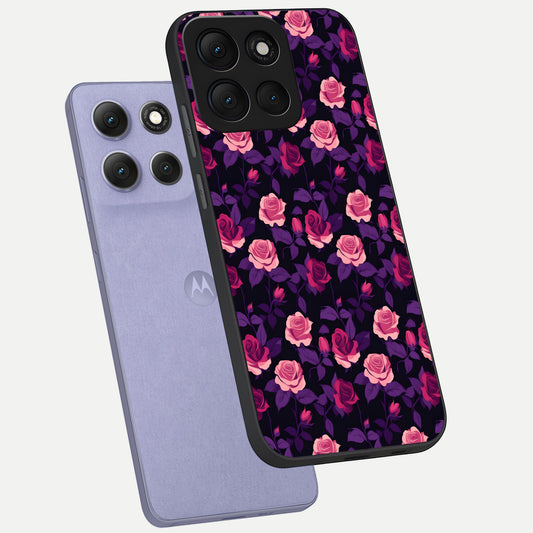 Rose Garden Twilight phone case For Moto G86 Power showing premium glass back cover with detailed artwork