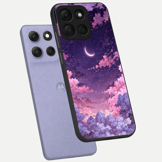 Sky Drift Clouds phone case For Moto G86 Power showing premium glass back cover with detailed artwork