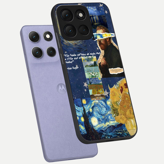 Starry Dream Vision phone case For Moto G86 Power showing premium glass back cover with detailed artwork