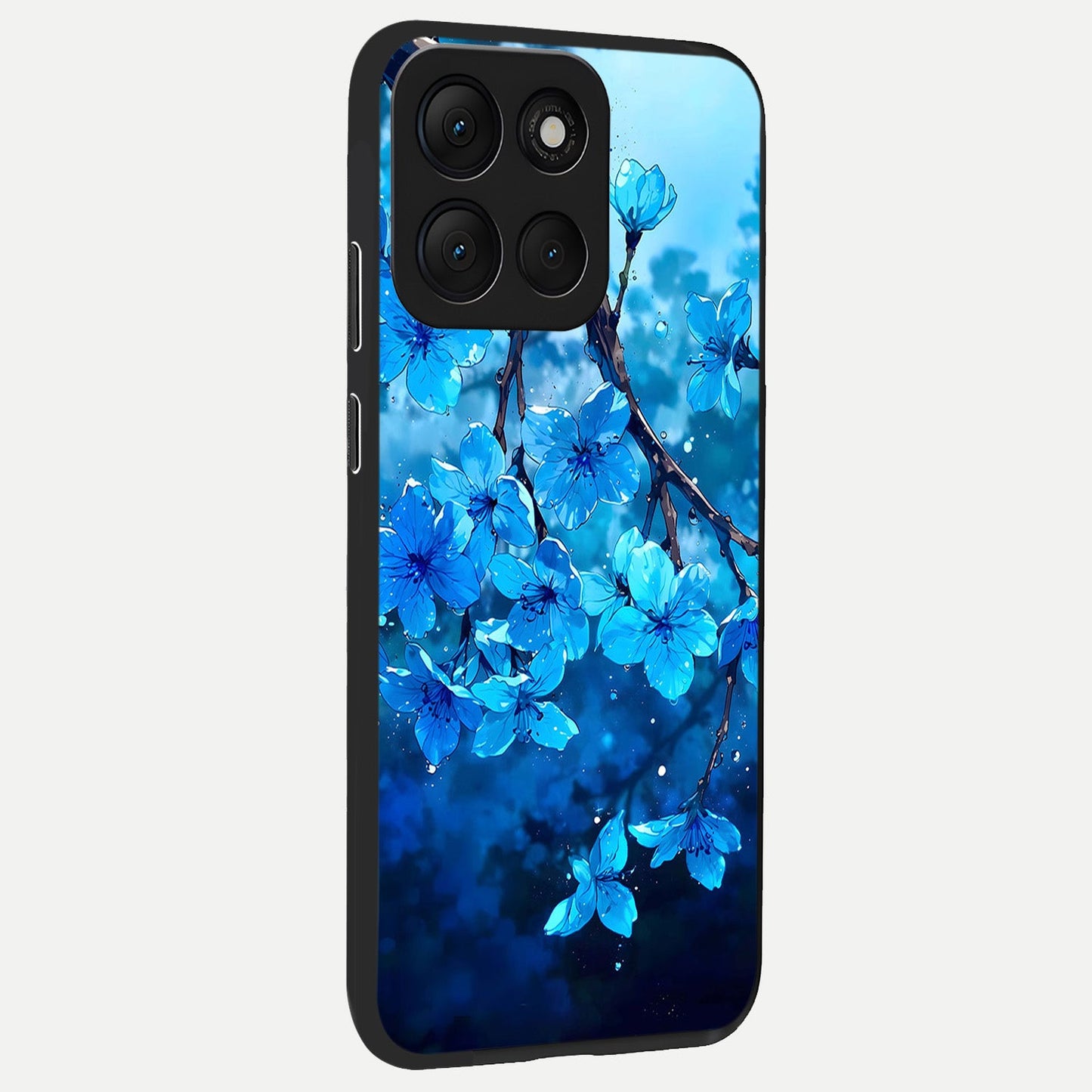 Blue Blossoms Branch back cover For Moto G86 Power slim fit glass case with vibrant aesthetic design