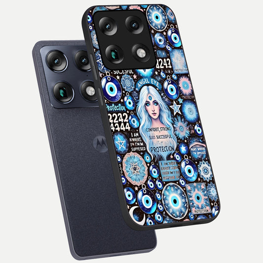 Angel Aura Shield phone case For Moto Signature showing premium glass back cover with detailed artwork