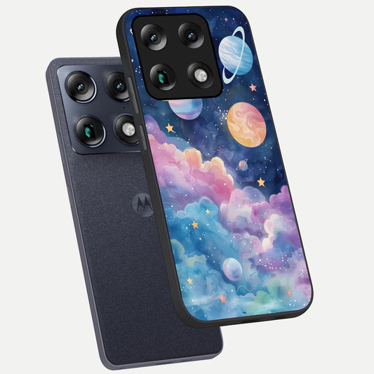 Cosmic Planet Dreams phone case For Moto Signature showing premium glass back cover with detailed artwork